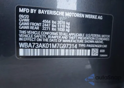 2021 BMW 228I Gran Coupe xDrive z USA, uszkodzony, nr VIN WBA73AK01M7G97314